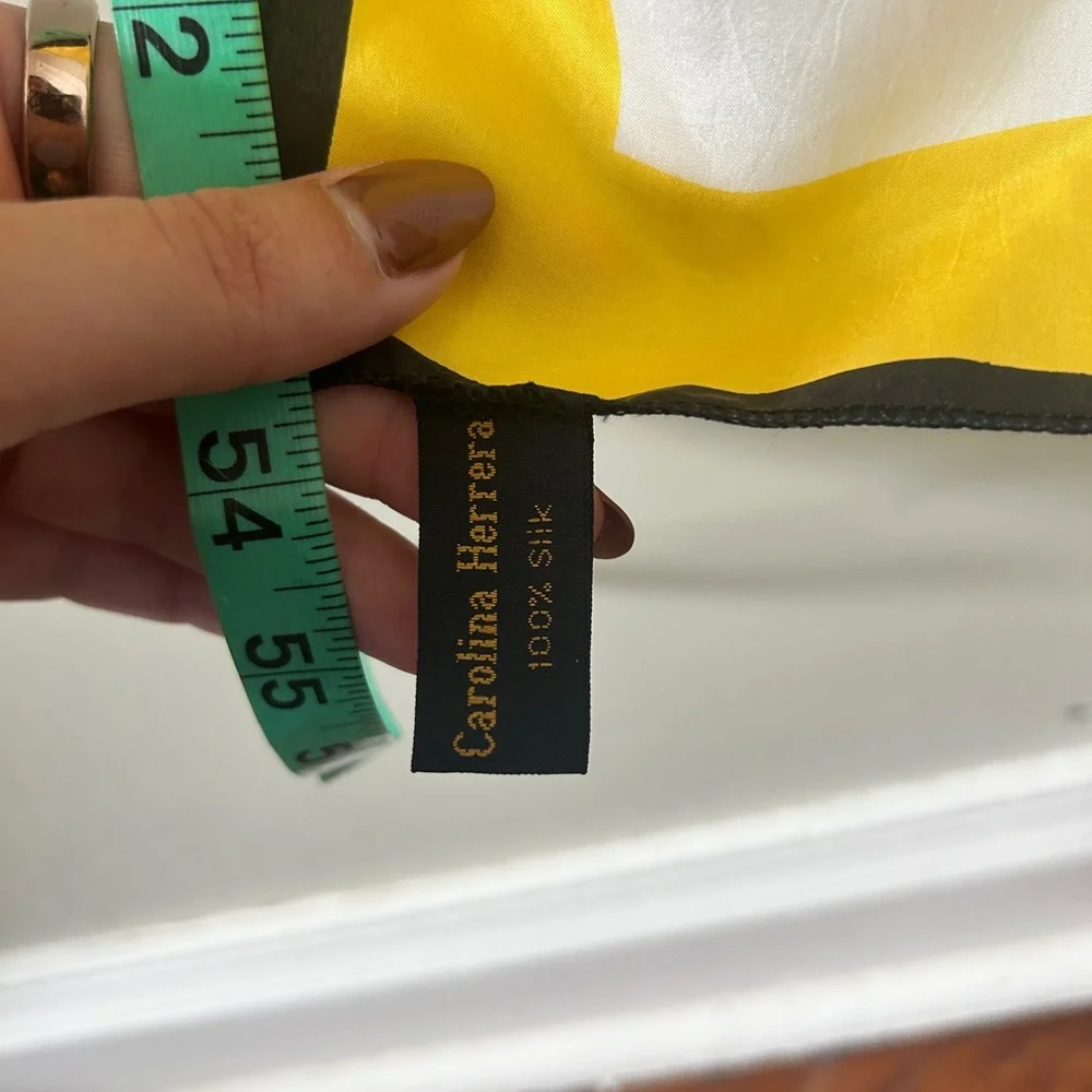 Carolina Herrera Yellow and Black Polka Dot Scarf - Picture 5 of 5